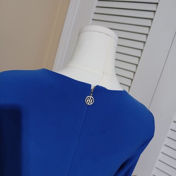 Tommy HIlfiger SZ 2 Royal Blue Long-bell-sleeved Knee-Length Hidden Zipper Dress - Picture 8 of 11